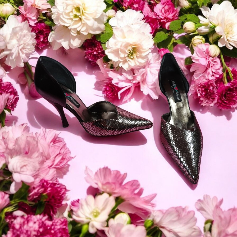 Gray Stiletto Heels with Pointed Toe